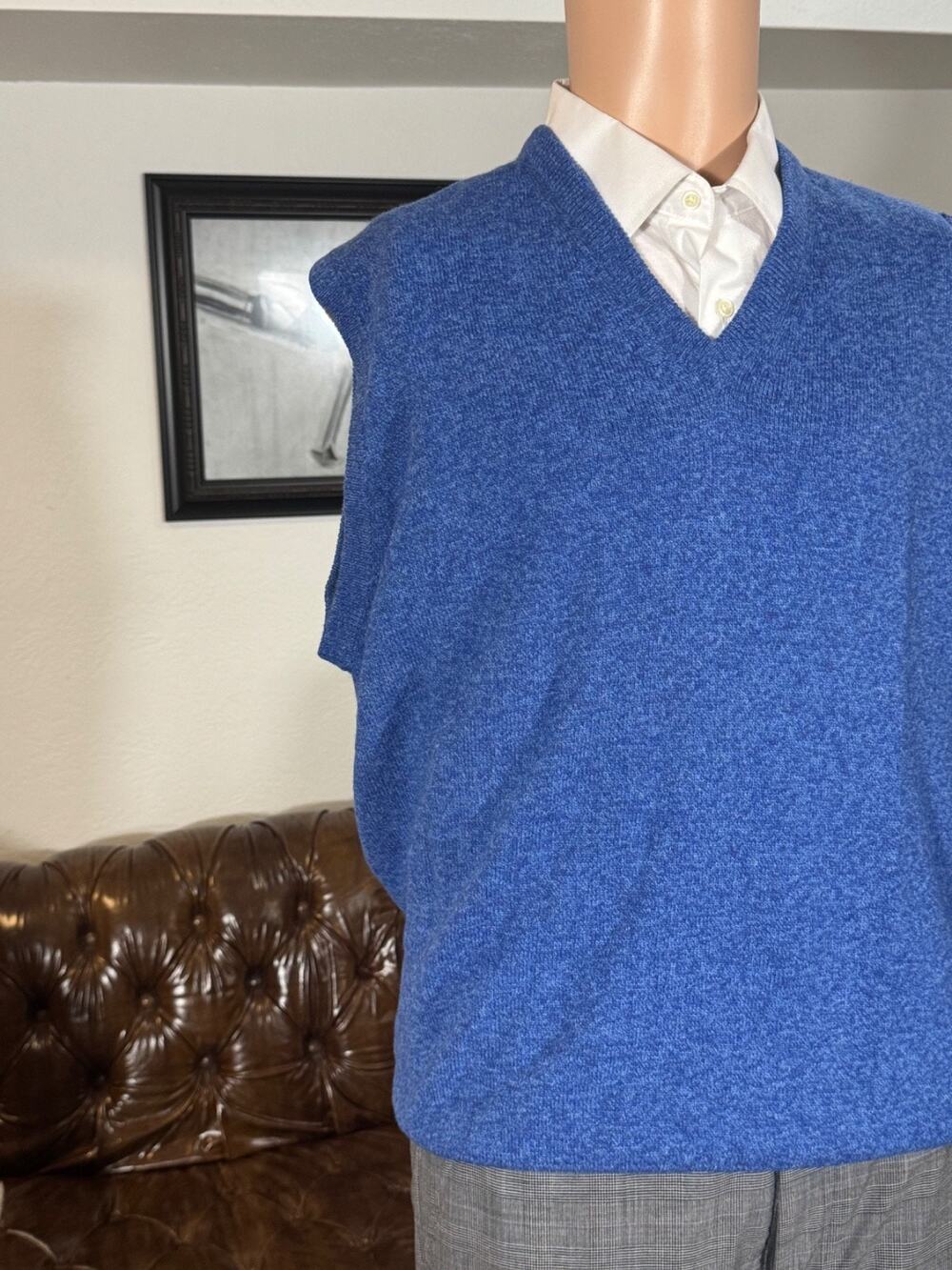 Alan Paine Lambswool Blue V Neck Sweater for O'Connell's of Buffalo 42 Large